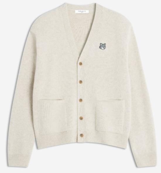 25FW 메종키츠네 폭스 헤드 밀라노 램스울 가디건 PM00510KT11800335 TAN BEIGE DOM