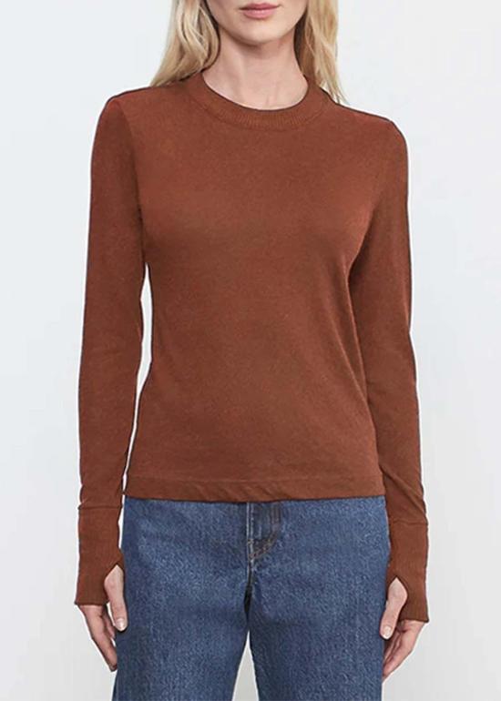  엔자 코스타 블라우스 이지 커프드 크루 탑 - ENZA COSTA