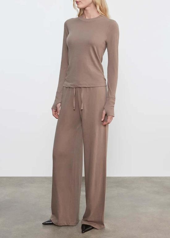  엔자 코스타 블라우스 이지 커프드 크루 탑 - ENZA COSTA