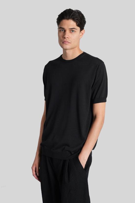 25FW 조르지오 아르마니 반팔 티셔츠 424984 3HSM38SM63Z Black - GIORGIO ARMANI