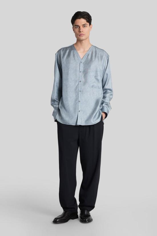 25FW 조르지오 아르마니 긴팔 셔츠 424657 GM001785TE16654 BLUE - GIORGIO ARMANI