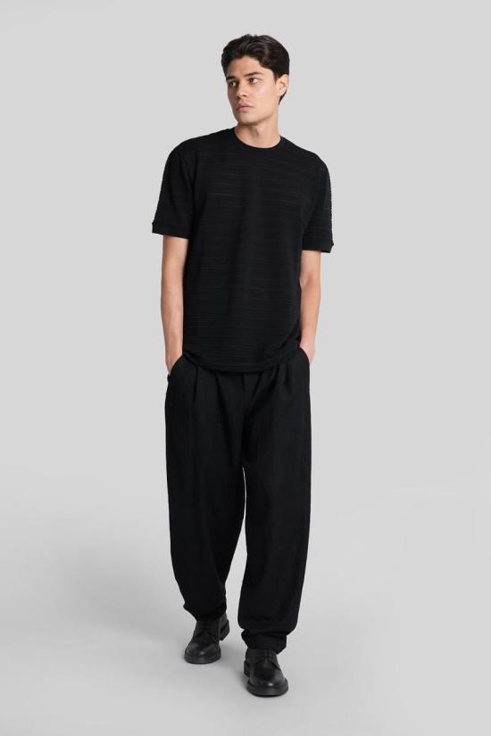 25FW 조르지오 아르마니 반팔 티셔츠 425081 GM001988TE17022 Black - GIORGIO ARMANI