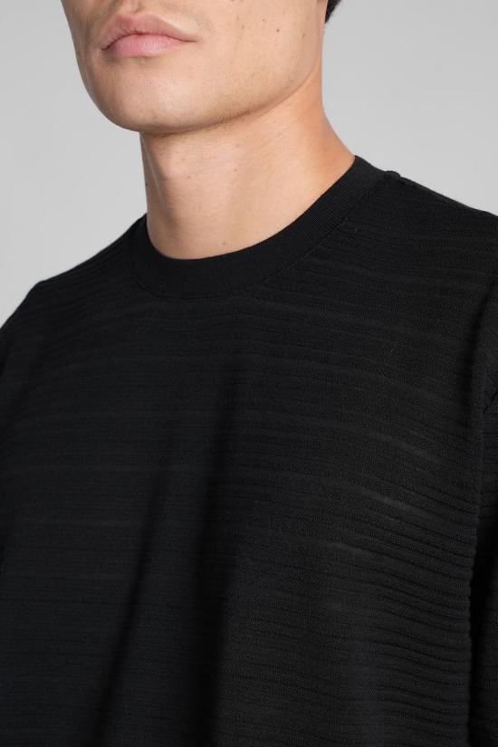 25FW 조르지오 아르마니 반팔 티셔츠 425081 GM001988TE17022 Black - GIORGIO ARMANI