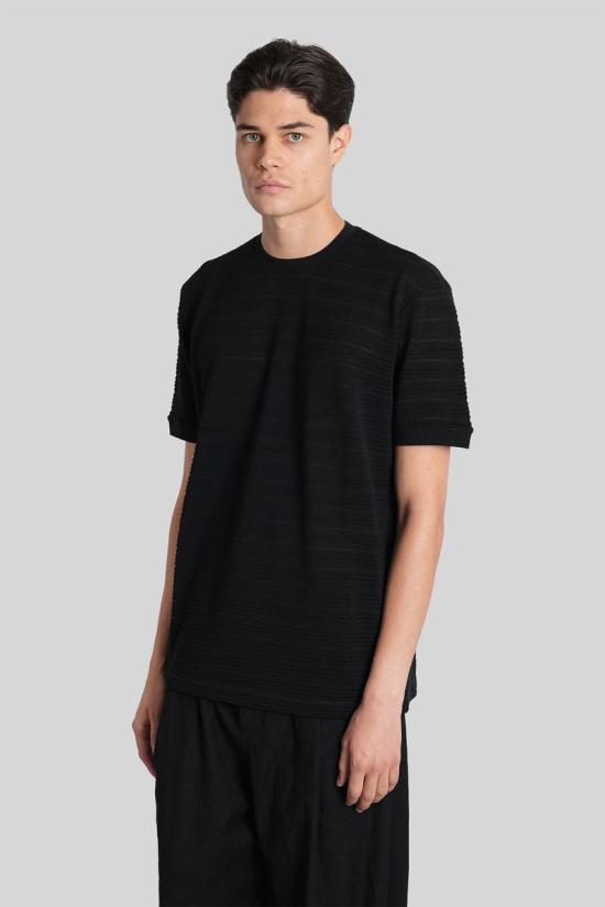 25FW 조르지오 아르마니 반팔 티셔츠 425081 GM001988TE17022 Black - GIORGIO ARMANI