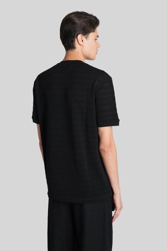 25FW 조르지오 아르마니 반팔 티셔츠 425081 GM001988TE17022 Black - GIORGIO ARMANI