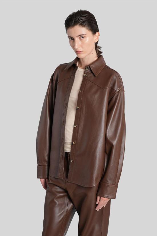 25FW 하이쿠레 가죽 자켓 424273 HEW06089PL002TP BROWN - HAIKURE