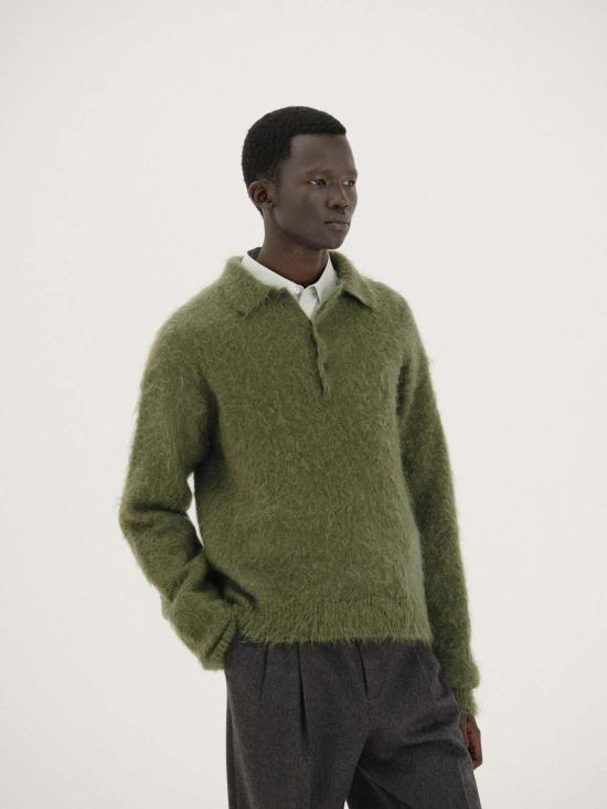  오라리 폴로 티셔츠 오랄리 브러시드 슈퍼 키드 모헤어 니트 폴로