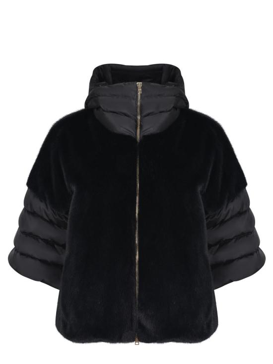 25FW 에르노 새틴 & 레이디 얼터너티브 퍼 케이프 다운 자켓 PI002132D12170Z 9300 Black