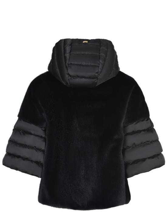 25FW 에르노 새틴 & 레이디 얼터너티브 퍼 케이프 다운 자켓 PI002132D12170Z 9300 Black - HERNO