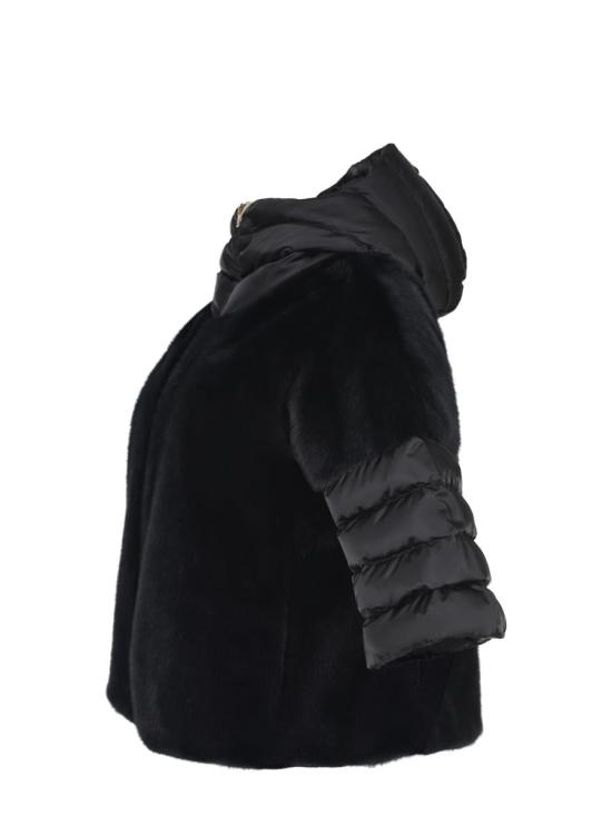 25FW 에르노 새틴 & 레이디 얼터너티브 퍼 케이프 다운 자켓 PI002132D12170Z 9300 Black - HERNO