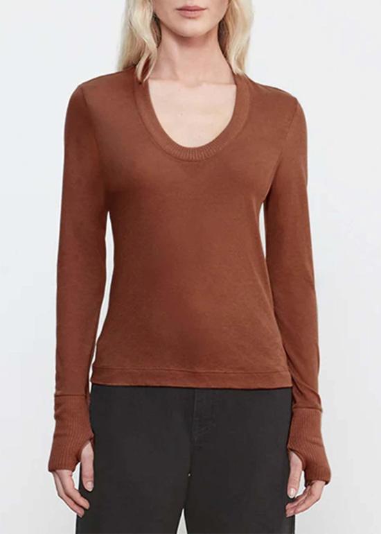  엔자 코스타 블라우스 이지 커프드 U 탑 블랙 - ENZA COSTA