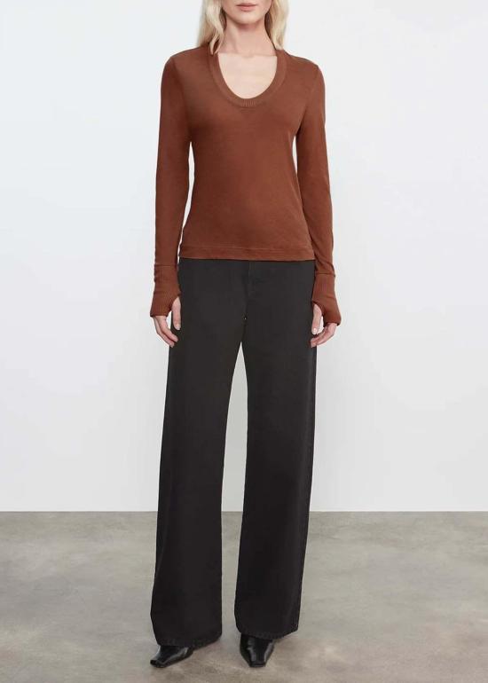  엔자 코스타 블라우스 이지 커프드 U 탑 블랙