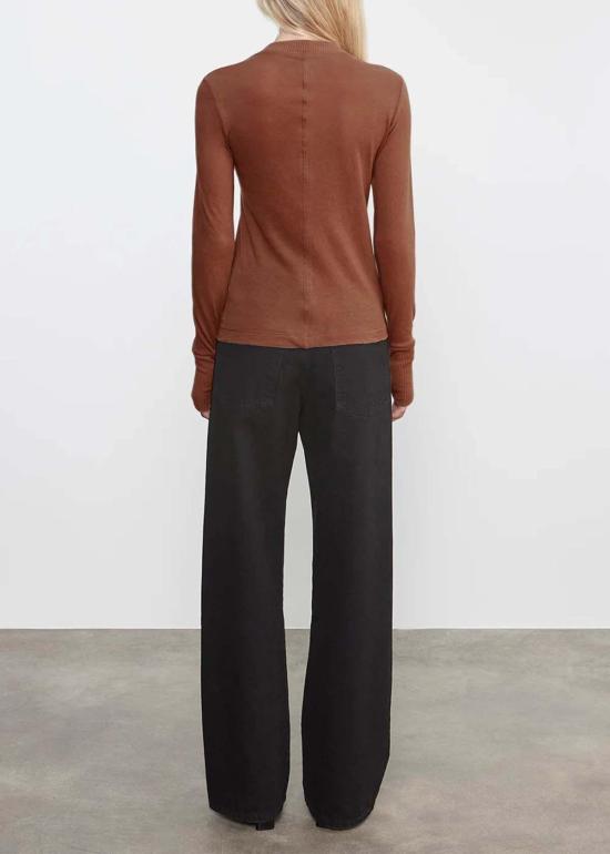  엔자 코스타 블라우스 이지 커프드 U 탑 블랙 - ENZA COSTA