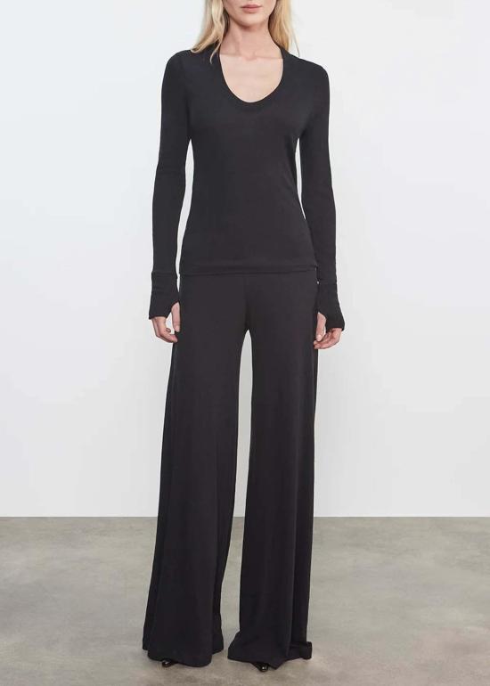  엔자 코스타 블라우스 이지 커프드 U 탑 블랙 - ENZA COSTA