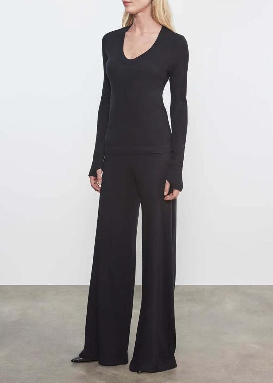  엔자 코스타 블라우스 이지 커프드 U 탑 블랙 - ENZA COSTA