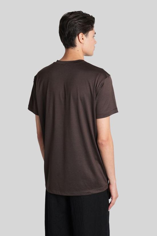 25FW 조르지오 아르마니 반팔 티셔츠 424985 3KSM77SJZHZ BROWN - GIORGIO ARMANI