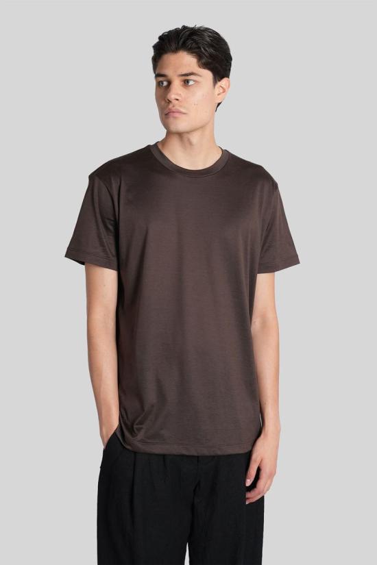 25FW 조르지오 아르마니 반팔 티셔츠 424985 3KSM77SJZHZ BROWN