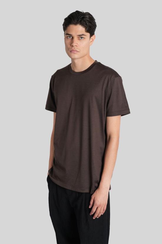 25FW 조르지오 아르마니 반팔 티셔츠 424985 3KSM77SJZHZ BROWN - GIORGIO ARMANI