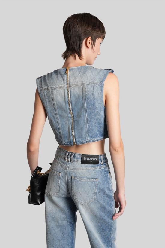 25FW 발망 데님 셔츠 428161 FF1AG730DF79 BLUE - BALMAIN