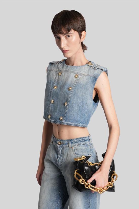 25FW 발망 데님 셔츠 428161 FF1AG730DF79 BLUE - BALMAIN