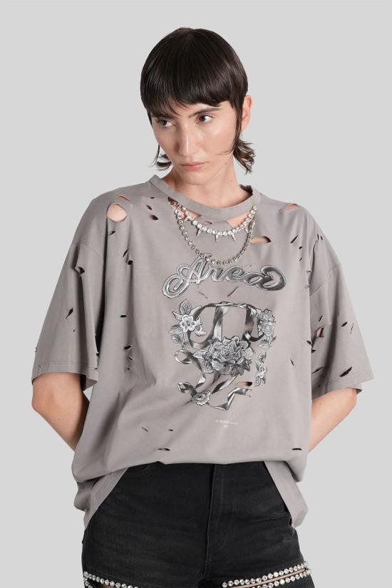 25FW 아레아 반팔 티셔츠 424345 PF25AWTS0041FA01 GREY - AREA