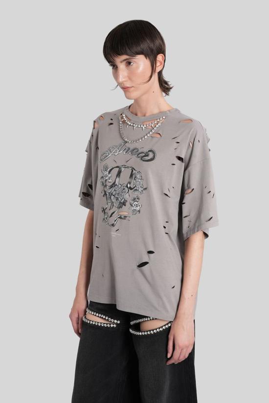 25FW 아레아 반팔 티셔츠 424345 PF25AWTS0041FA01 GREY - AREA