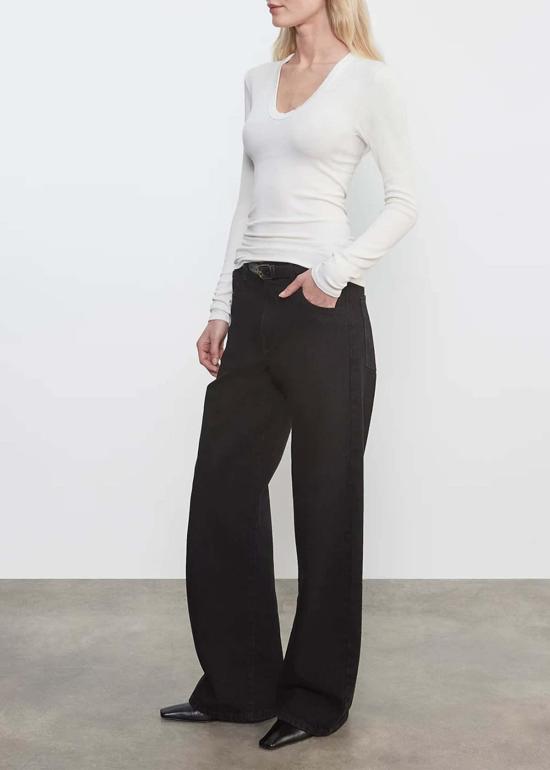  엔자 코스타 블라우스 실크 리브 U 탑 - ENZA COSTA