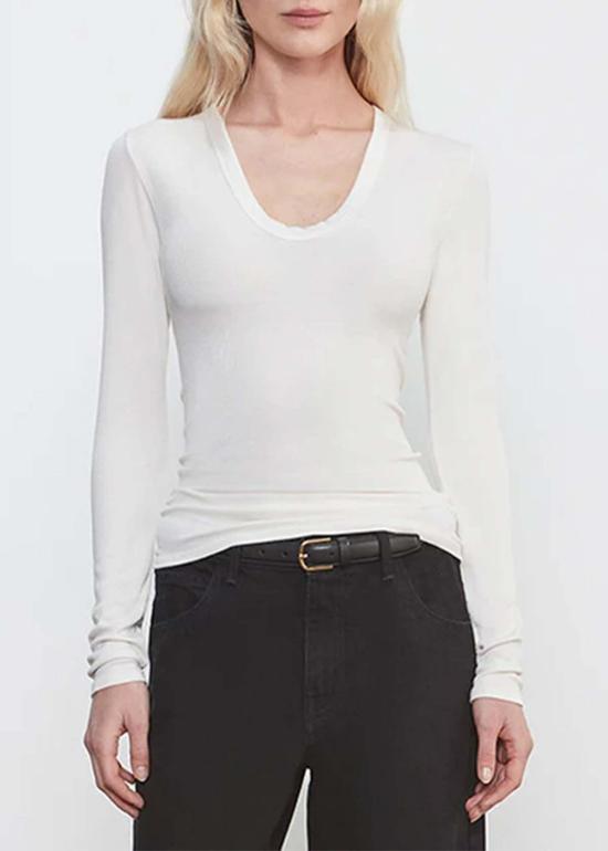  엔자 코스타 블라우스 실크 리브 U 탑 - ENZA COSTA