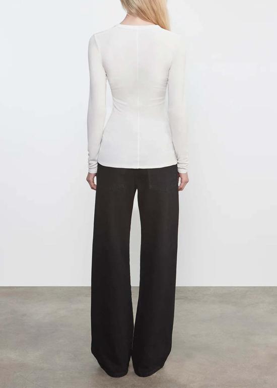  엔자 코스타 블라우스 실크 리브 U 탑 - ENZA COSTA