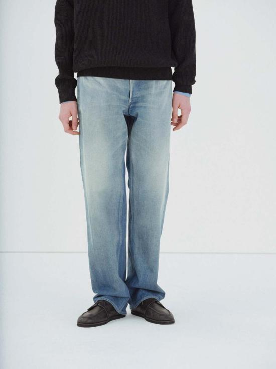  오라리 데님 팬츠 오랄리 셀비지 페이디드 헤비  와이드 팬츠 - AURALEE