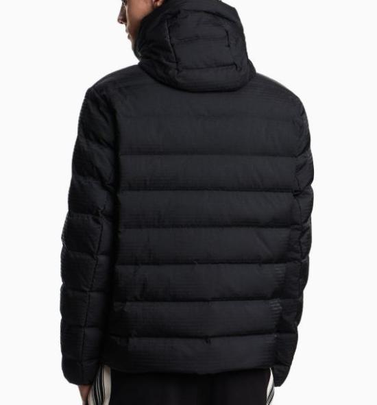 25FW 엠포리오 아르마니 자카드 로고 레터링 퀼팅 나일론 후디드 자켓 EM003043 AF15384UC001 BLACK BEAUTY Black - EMPORIO ARMANI