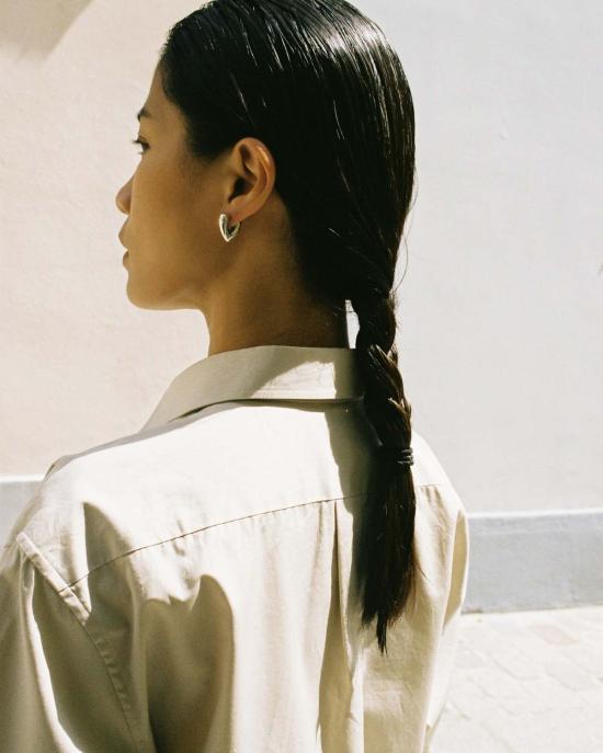  아니카 이네즈 이어링 스몰 하트 후프 스털링 실버