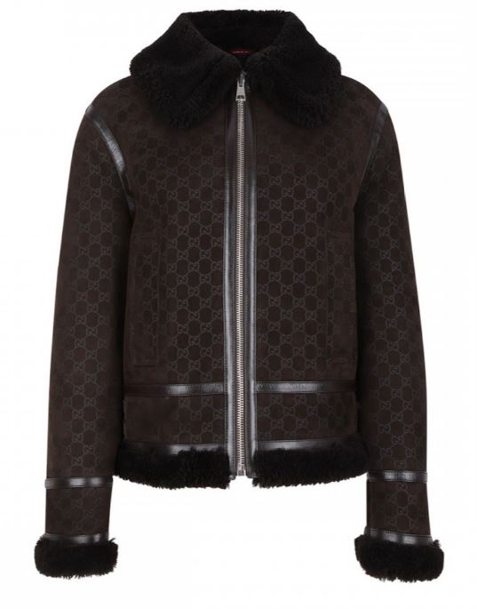 25FW 구찌 프린트 스웨이드 쉐어링 자켓 835526 XSAGB2037 Brown