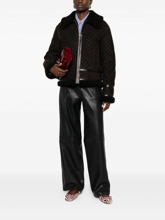 25FW 구찌 프린트 스웨이드 쉐어링 자켓 835526 XSAGB2037 Brown - GUCCI