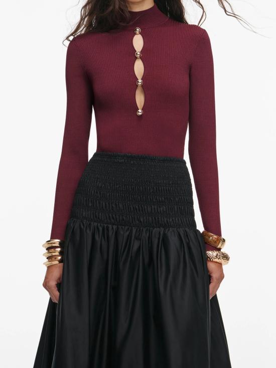 26SS 셀프 포트레이트 블라우스 RS26138TBU BURGUNDY Red - SELF PORTRAIT