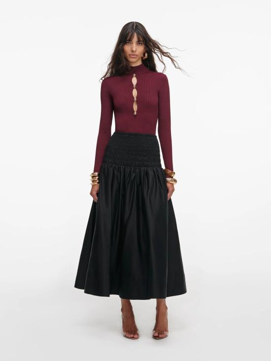 26SS 셀프 포트레이트 블라우스 RS26138TBU BURGUNDY Red