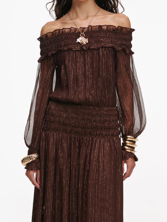 26SS 셀프 포트레이트 미디 원피스 RS26156XABR BROWN Brown - SELF PORTRAIT