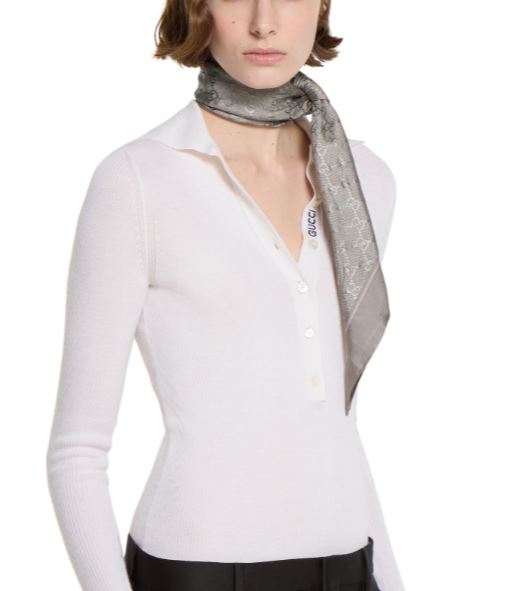 24FW 구찌 프린트 실크 까레 812251 3G0011900 Pearl - GUCCI