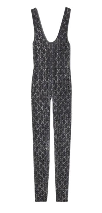 25FW 구찌 GG 크리스탈 엠브로이드 점프수트 850293 XUANS1037 Grey