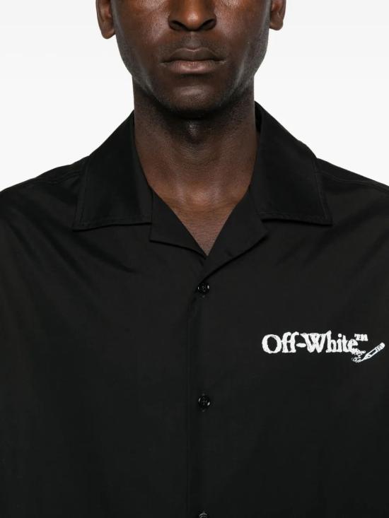 25FW 오프화이트 긴팔 셔츠 OMGG01FF25FAB004 1001 BLACKWHITE - OFF WHITE