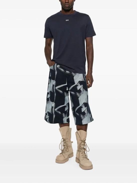 25FW 오프화이트 반팔 티셔츠 OMAA027F25JER008 4919 DARK SAPPH - OFF WHITE