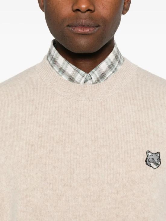 25FW 메종키츠네 폭스 헤드 밀라노 램스울 스웨터 PM00817KT1180 0335 TANBEIGE - MAISON KITSUNE