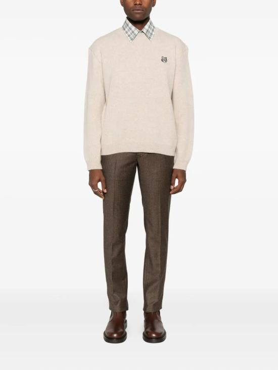 25FW 메종키츠네 폭스 헤드 밀라노 램스울 스웨터 PM00817KT1180 0335 TANBEIGE - MAISON KITSUNE
