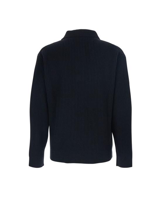 25FW 메종키츠네 폭스 헤드 울 립드 폴로 티셔츠 PM00213KT1149 P199 BLACK - MAISON KITSUNE