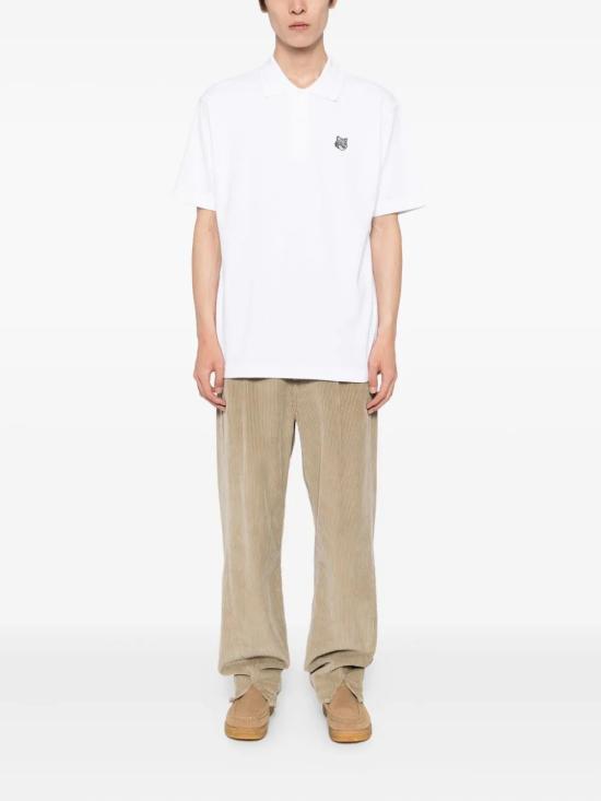 25FW 메종키츠네 폭스 헤드 컴포트 폴로 티셔츠 PM00210KP0001 P100 WHITE - MAISON KITSUNE
