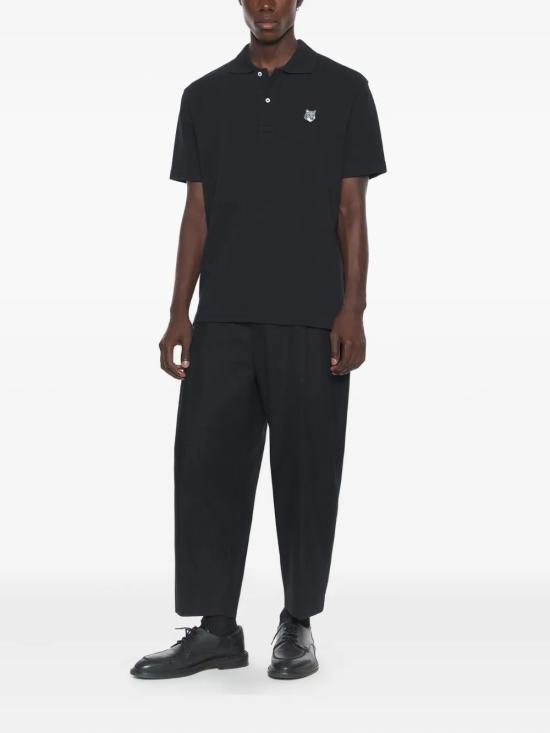 25FW 메종키츠네 폭스 헤드 컴포트 폴로 티셔츠 PM00210KP0001 P199 BLACK - MAISON KITSUNE