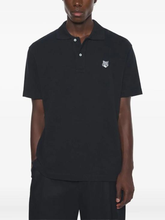 25FW 메종키츠네 폭스 헤드 컴포트 폴로 티셔츠 PM00210KP0001 P199 BLACK - MAISON KITSUNE