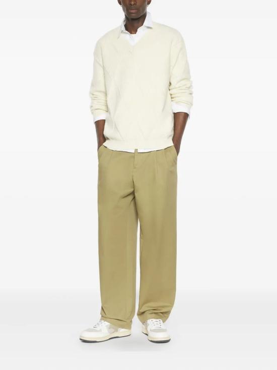 25FW 메종키츠네 텍스쳐드 울 아가일 스웨터 PM00809KT1169 0383 ECRU - MAISON KITSUNE