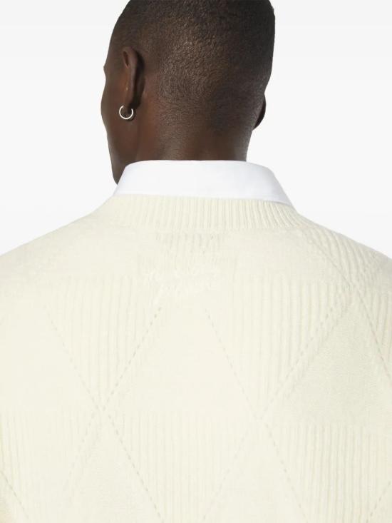 25FW 메종키츠네 텍스쳐드 울 아가일 스웨터 PM00809KT1169 0383 ECRU - MAISON KITSUNE