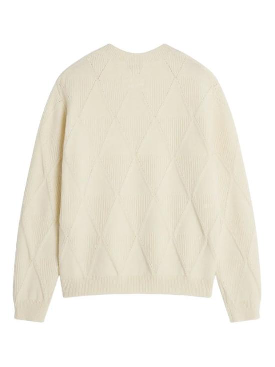 25FW 메종키츠네 텍스쳐드 울 아가일 스웨터 PM00809KT1169 0383 ECRU - MAISON KITSUNE